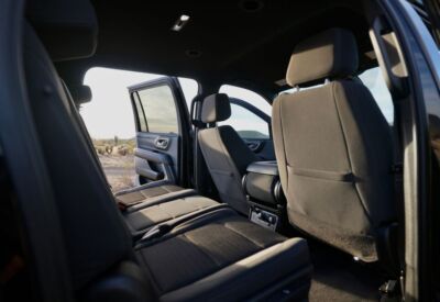Interior shot of the Chevrolet Suburban with the seats up for comfort.