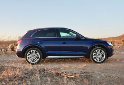Medium range side shot of the Audi Q5 from High Flying Rentals.
