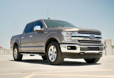 Frontal angled shot of the Ford F-150 facing right