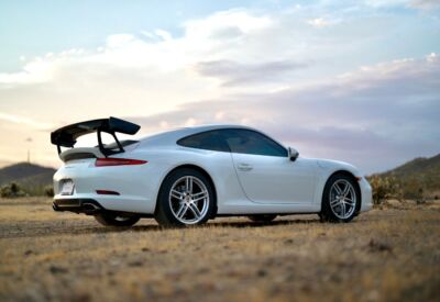 Wide rear facing shot of the Porsche 911