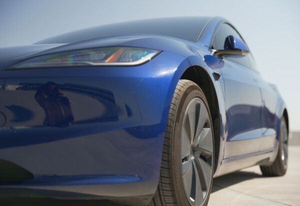Close up shot of the Tesla Model 3 wheel