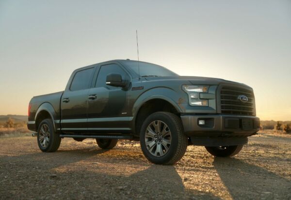Glory shot of the Ford F-150 from the front and facing right