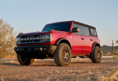 Front angle shot of the Ford Bronco facing left