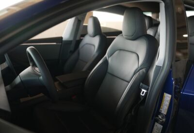 Interior angle shot of the Tesla Model 3 seating options