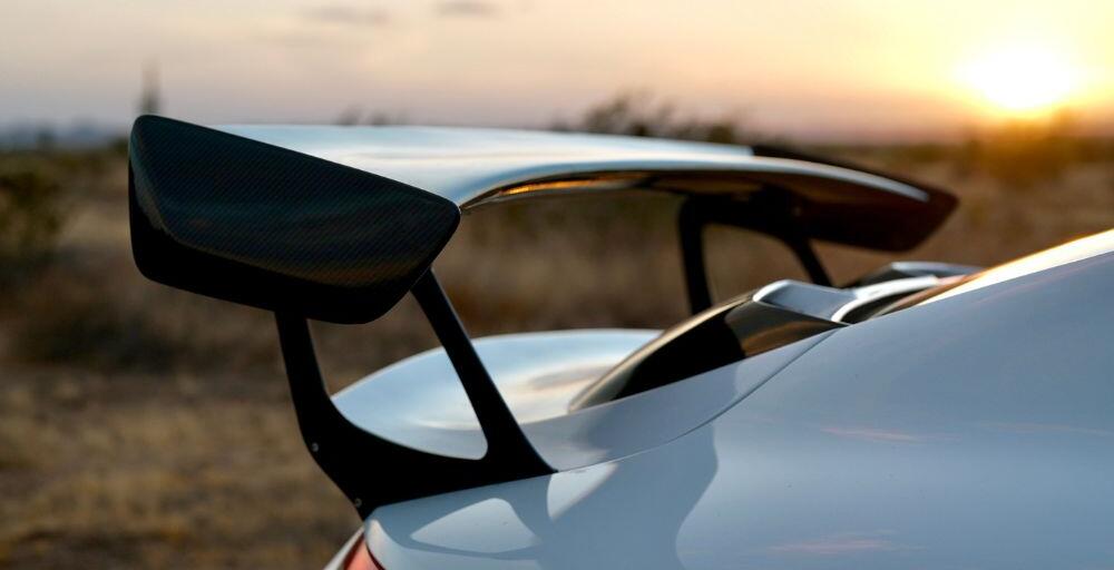 Close up shot of the Porsche 911 spoiler