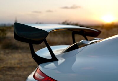 Close up shot of the Porsche 911 spoiler
