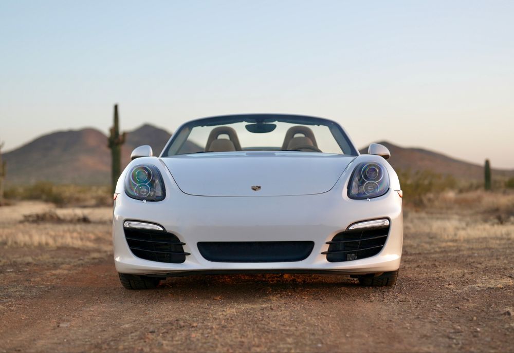 front hero shot of the Porsche Boxster