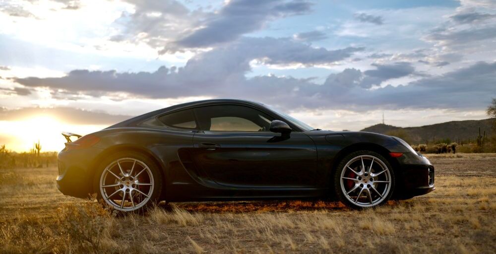 wide side shot of the Porsche Cayman