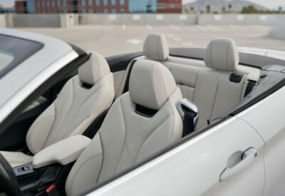 Medium shot of the top down on a BMW 4-Series Convertible.