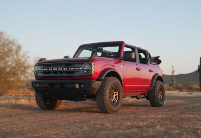 Front angle shot of the Ford Bronco facing left