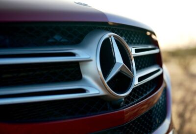 Close up shot of the Mercedes Benz GLE-Class emblem