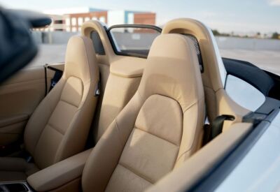 Interior top down shot of the Porsche Boxster