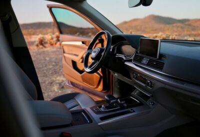 A shot of the front drivers side door of the Audi Q5 available for rent from High Flying Rentals.