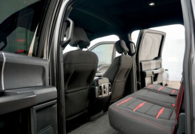 Interior shot of the Ford F-150 displaying the comfortable seating