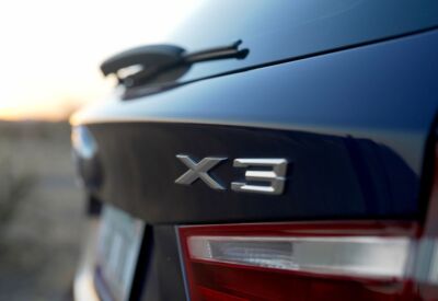 close up shot of the BMW X3 model number.