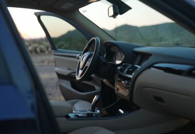 BMW X3 shot of the interior of the cabin on driver's side.