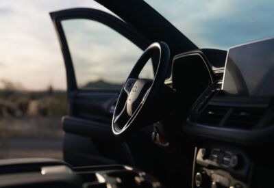 Interior shot of the driver's side in a Chevrolet Suburban.