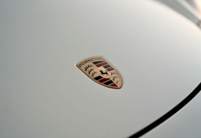 Porsche Boxster hood emblem shot