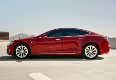 wide side view of the Tesla Model S