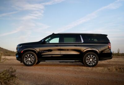 Wide angle side shot of the Chevrolet Suburban.