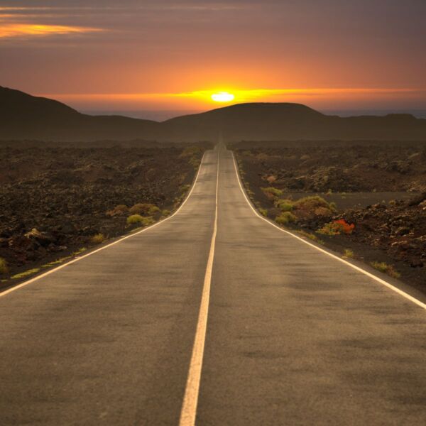 Sunset on the open road.